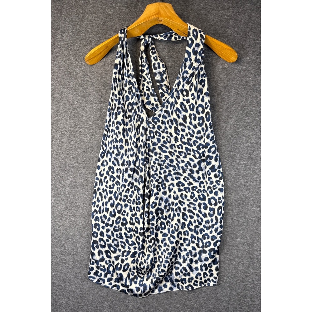 NEW Lavender Brown Leopard Halter Cho On Main Size S Boutique Classy Chic Top US